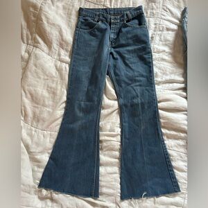 Vintage Levi’s orange tab high waisted flared blue wash denim bell bottoms, 28